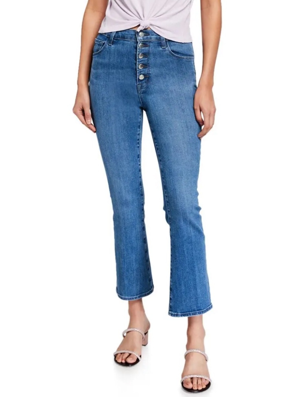 NWT J Brand Lillie High Rise Crop Flare Jeans Heart Blue Sz 30